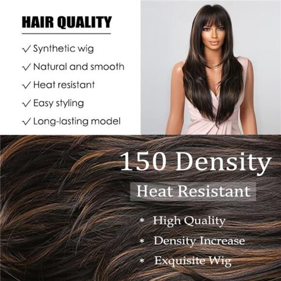 Women Cosplay Daily Natural Hair Wig Heat Resistant Fiber - Black Mixed Brown 20 main image 3
